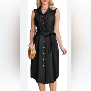 NWT Banana Republic Black Button Down Belt Shirt Dress